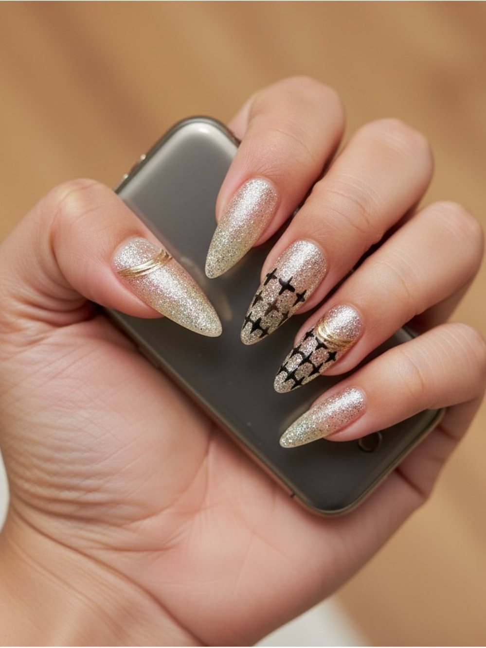 Glitter and Nude Press-On Nails - Picture 2 of 2